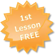 A Star Sticker with 1rst Lesson Free written on it